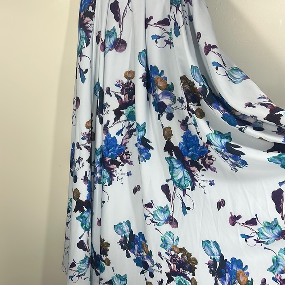 Fame and Partners Light Blue and Purple Floral Pleated Maxi Skirt A-line Size 4 - Picture 6 of 9